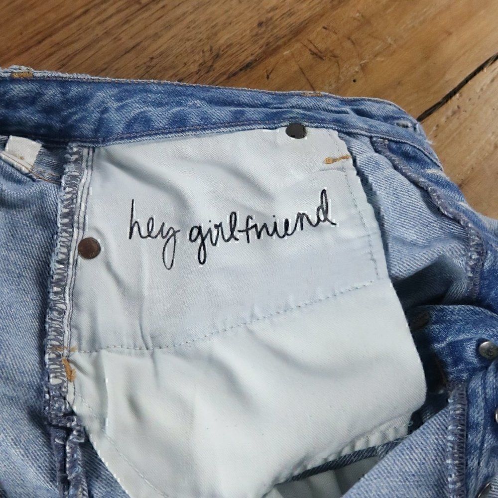 GRLFRND HELENA TAINTED LOVE DISTRESSED CUT OFF BUTTON FLY BLUE JEANS SIZE 25 - Picture 6 of 9